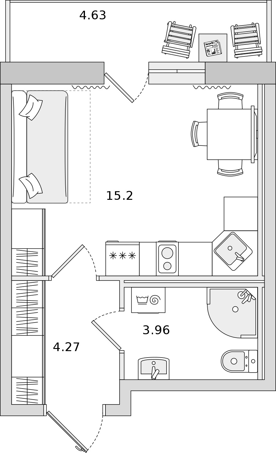Квартира студия 23.43 м², 17/19 эт., ЖК «Город Первых»